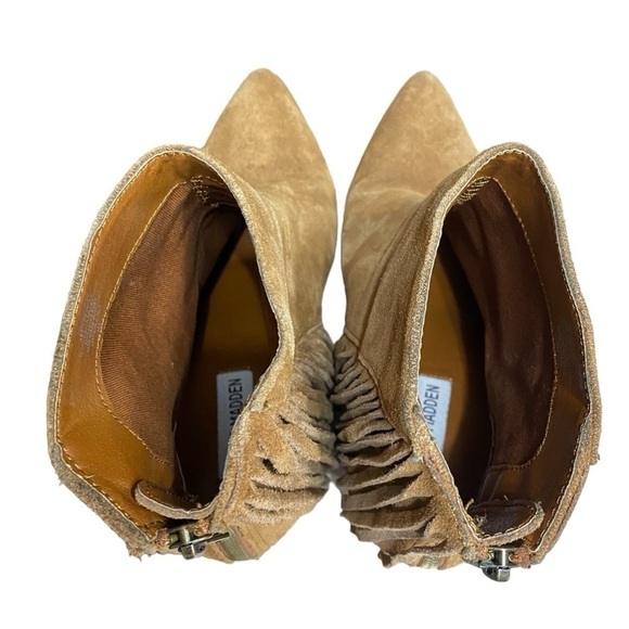 Steve Madden Country Cowgirl Fringe Suede Leather Brown Heeled Booties Size 9 - Picture 5 of 11